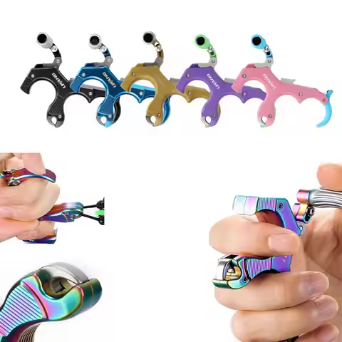 Colorful Archery 3/4Fingers Release Aids Compound Bow Release Trigger Thumb Grips Caliper for Arrow