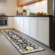 AQQA Washable Kitchen Floor Mat 2'x7',Vintage Floral Hallway Runner Rug Farmhouse Area Rug with Non 