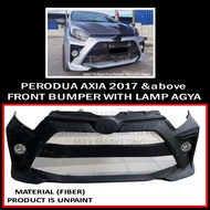 PERODUA AXIA 2017 & ABOVE FRONT BUMPER WITH LAMP ( AGYA ) FIBREGLASS BODYKIT WITHOUT PAINT