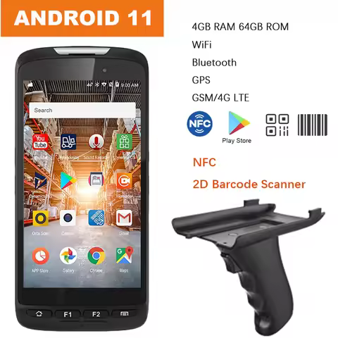 5" Android 11 OS 4G 64G Handheld GMS/4G Lte NFC RFID Reader Data Terminal PDA 2D laser barcode inven