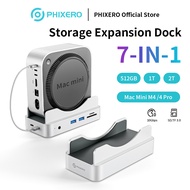 PHIXERO Mac mini M4 Dock with NVMe SSD Enclosure 6-in-1 Aluminum Stand hub 10Gbps USB-A SD/TF Reader