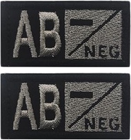 2PCS Blood Type Tactical Patch, 2 x 1 inches, Hook and Loop Fastener, Military ID Badge for Jackets,