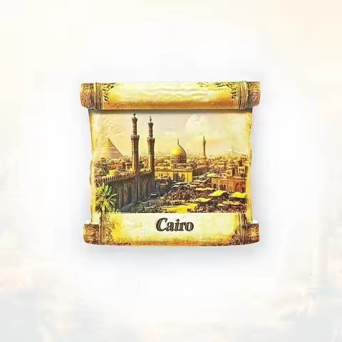 Cairo Papyrus Fridge Magnet - 3D Ancient Egyptian Souvenir Hieroglyphic Scroll Decor Unique Nile Gif