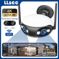 LLSEE ICSEE กล้องวงจรปิดไร้สาย WIFI กลางแจ้ง 5X ซูม 8MP 4K เลนส์คู่ 180 °มุมกว้าง Night Vision สองทางโทรกันน้ำสมาร์ทปลุกกล้องรักษาความปลอดภัย IP