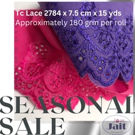 Tc Lace 2784C x 7.5 cm x 15 yds (15 Yds Per Roll) Telekung Lace / Prayer Rug Lace / Fabric Lace