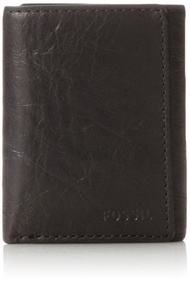 Fossil Men s Ingram Extra Capacity Trifold Wallet， Black， One Size