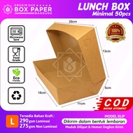 ( 50pcs )Lunch Box Size L 290gsm Kotak Makan Kertas Brown Paper Box Makanan Dus Ayam Geprek Kraft Cr