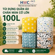 [100L Square Bag] Large Zippered Bag for Clothes, Bedding, and Stuffed Animals 100L