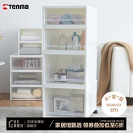 TENMA天马塑料衣橱衣物抽屉收纳盒29升 可视透明抽屉盒 2个装 JFE-452