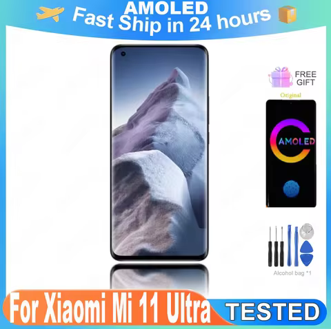 Original 120Hz AMOLED Display for Xiaomi Mi 11 Ultra M2102K1G, M2102K1C lcd touch Screen for Mi 11 U