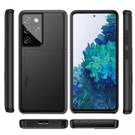 Shockproof Hidden Slide Card Holder Slot Wallet Case For Samsung series phone case with holder S20 S