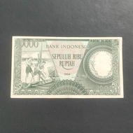 Uang Kuno Seri Pekerja 10000 Rupiah Hijau Tahun 1964 XF