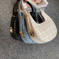 ZIVAZIA Tas Bahu Wanita Gibrella Bags Shoulder bag Bahan Tweed Tas Ketiak Tas Bulan Tas Lingkaran