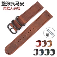 Foreign Trade Retro Crazy Horse Leather Strap Suitable for Huawei Samsung Apple Smart Watch Strap Qu