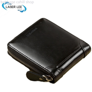 LABER LEE Men Bifold PU Leather Short Zipper Wallet Short Wallet