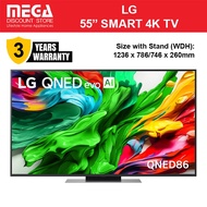 LG 55QNED86ASA 55" QNED EVO MINILED 4K SMART TV | Free Wallmount | Free $50 Grocery Vouchers Redeem 