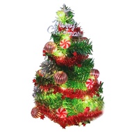 [特價]摩達客 台製1尺聖誕樹+薄荷糖果球銀松果系+LED20燈銅線燈-暖白光/USB電池兩用充電