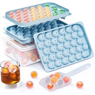 2 Pack Ice Cube Trays For Freezer,64 Pcs Small Round Ice Trays For Freezer With Lid and Bin,Sphere B