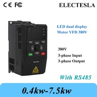 VFD 380V พร้อม7.5KW RS485 0.4KW อินพุต3เฟส380V 3-เอาต์พุตเฟส380V มอเตอร์เครื่องควบคุมความเร็วอินเวอร