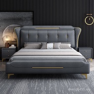 Light Solid Wood Bed High Box Luxury Fabric Italian Style Light 1.5m Bedroom 1.8m Technology Tatami 