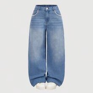 Plus Size Mid-Rise Wide-Leg Jeans, Blue Summer Vacation Woman 90s Spring For Women Y2k Cowgirl For W