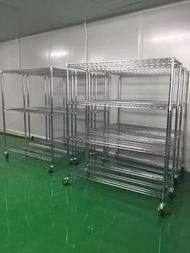 貨架鍍鉻防靜電物料架家用線網置物架帶輪可移動展示架