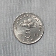 Uang Koin 5 Sen Malaysia 1995