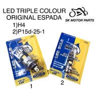 LED Triple Colour Bulb H4/P15D-25(ESPADA)(mentol led motorcycle light y15 lc135 ex5 sym vf3i bonus wave accessories)