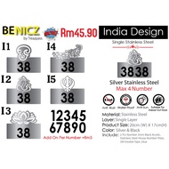 India Ganesha Ganapathy Vinayagar Peacock Om Lotus khanda Stainless Steel Diy Black Acrylic Number House Number Plate