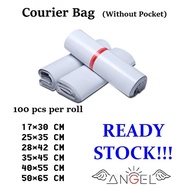 Storage bagTote bag Ready Stock White Flyer Courier Bag 100 pcs / Roll Without Pocket (Poslaju Flyer