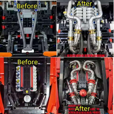 MOC 16915 Plating Engine Pipe Exhaust Accessories Compatible Lego CADA 42115 20087 42143 V12 P1Mille