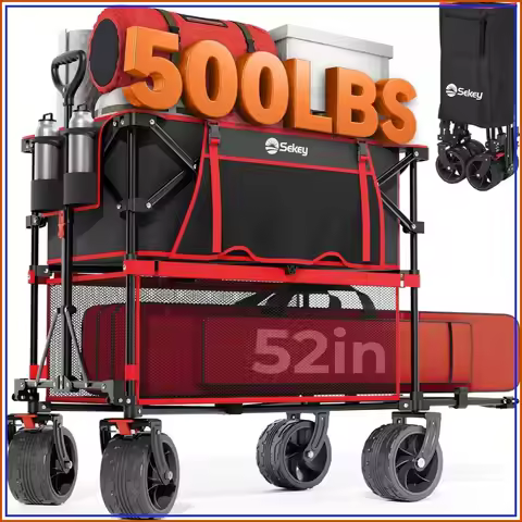 400L Double-Decker Wagon with 50in Extender, Heavy Duty Utility Cart, 500 lb Capacity