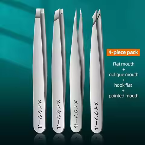【B】Multifunctional 4Pcs Tweezers Set For Eyebrow Hair Removal Splinter & Ingrown Hair Removal & More