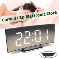 創意 LED曲面化妝鏡電子鐘 大螢幕時鐘 鏡子鐘鬧鐘