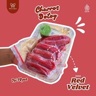 Churros Dotoy RED VELVET | Ready-to-Fry Frozen Churros | 10 Pcs Crispy Trendy Snacks | Loverreuceuh