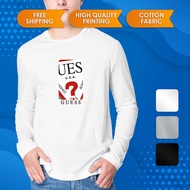 Baju Premium GUESS Basic Long Sleeve T Shirt Cotton Print Tee Pakaian Fashion T-Shirt Shirts Unisex 