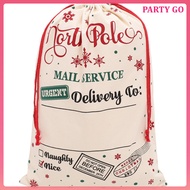 Christmas Drawstring Bag Canvas Xmas Bag Large Capacity Gift Bag Christmas Elements Drawstring Bag  