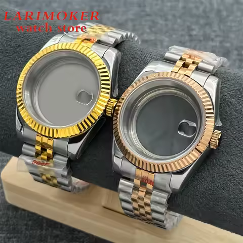 36mm 39mm silver gold rose gold 2-tone grooved case sapphire glass is suitable for NH35 NH36 NH34 ET