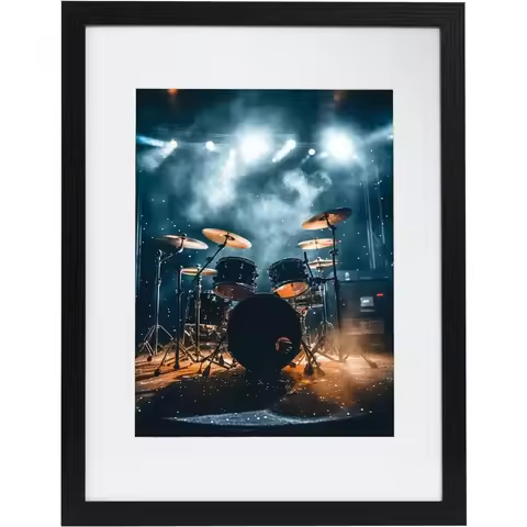 16 by 12 Inch Picture Frame Displays 9x12 with Mat or 12x16 without Mat Wall Mountable Black Finish