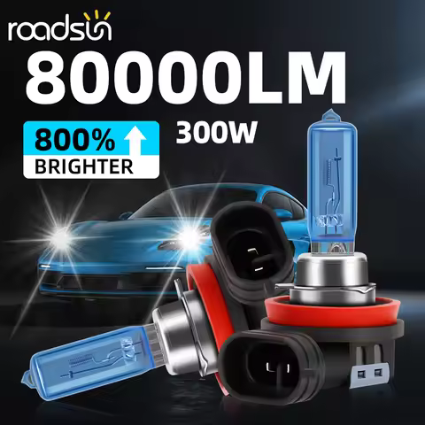 2Pcs Xenon Lamps 80000LM Super Bright Halogen Car Headlight 6000K Super White 12V H1 H4 H7 H11 H13 9