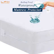 ปกป้องที่นอนปิดซิปกันน้ำขนาดควีนและคิงไซส์ ครอบที่นอนกันเตียงครีบและต้านไรฝุ่น Zippered Mattress Protector Waterproof