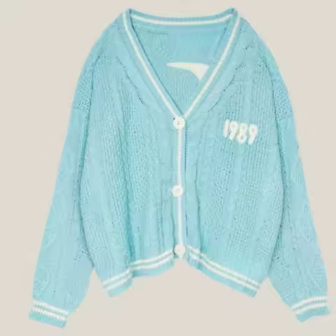 Europe and America 1989 Seagull Embroidery Casual Loose Knitted Cardigan Women Autumn Winter Tempera
