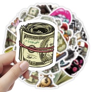 50pcs Money World Stickers, Dollar Bill Graffiti Decals for Laptop, Phone Case & Journal DIY