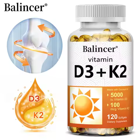 Vitamin D3 5000 IU & K2 MK7 100mcg, Infused with Virgin Coconut Oil, 2 in 1 Formula, Non-GMO | No Gl