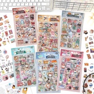 6 sheets PET sticker ZABC journey snack travel journal