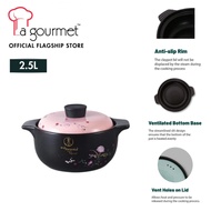 La gourmet Truly Oriental 2.5L Toughened Claypot - Pink/Black