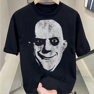 Men's Uncle Fester Gothic Horror Graphic T-Shirt - Addams Family Inspired Tee - Black & White Face D