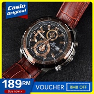 【100% original 】Casio Edifice EFR 539 EFR-539 Leather Men Analogue Business Casual Watch