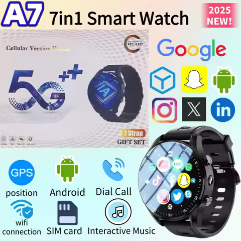 A7 Mens Smart Watch 4G Video Call 128GB Storage Dual Camera GPS Waterproof Google Play Support Fitne