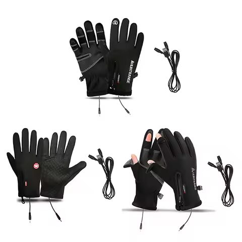 Heated Gloves Winter Liner Charge Electric Full Finger Gloves Men Cycling Skiing Fishing Biker Glove